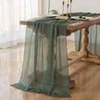 6Pcs Forest Green Gauze Rustic Cheesecloth Table Runner 120 Inch 10 FT for Wedding Baby Shower Bridal Shower Birthday Engagement Garden Outdoor Party Long Sheer Boho Decorations
