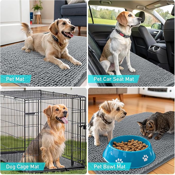 OLANLY Dog Door Mat for Muddy Paws 40x32, Super Absorbent Chenille Mud Mat | - Image 7
