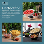 Posh Setting - White Plastic Serving Bowls for Party - Angled, Disposable, Chip & Candy Bowls - 54 OZ, 5 Pack