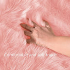 Latepis Pink Faux Fur 7'10"x9'10" Area Rug, Soft Plush Faux Fur Sheepskin Rugs - Image 4