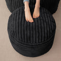 HIGOGOGO Round Stuffed Pouf Ottoman, Corduroy Poufs with High-Density Foam Filling, Furry and Fluffy Pouf Foot Stool Storage Ottoman, 20 X 15 Floor Poufs Foot Rest for Living Room, Black