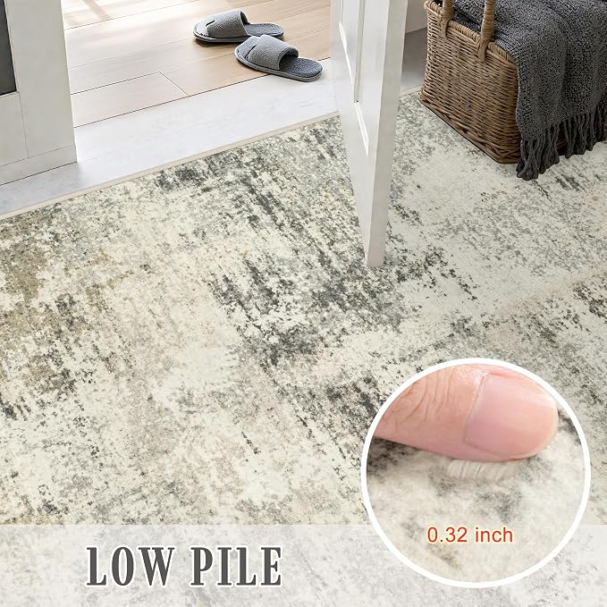 10x14 Area Rug Living Room: Modern Washable Soft Carpet Ash Brown | - Image 8