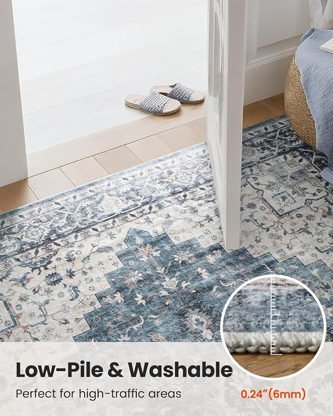 AMADA HOMEFURNISHING 2'6"x10' Washable Area Rug, Low-Profile Entryway Rug - Image 7