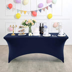 Spandex Table Cover for 6Ft or 4fT or 8ft Table Universal Fitted Stretch Tablecloth for Party, Banquet, Wedding and Events-Navy