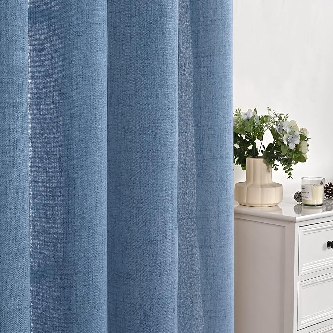 YoungsTex Denim Blue Linen Curtains 48 Inches Long - Image 8