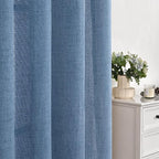 YoungsTex Denim Blue Linen Semi Sheer Curtains 80 Inch Length - Image 8