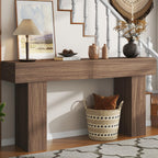 63 Inch Long Console Table for Entryway, Farmhouse Wood Rectangular Sofa Table Behind Couch Table, Narrow Entryway Table for Living Room, Entrance, Hallway, Foyer, Easy Assembly (Brown)