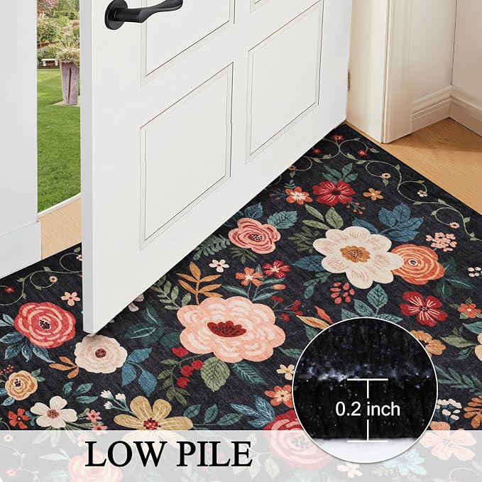 DUKINO 5x8 Area Rug for Bedroom, Soft Floral Washable Rug Non Slip, - Image 7