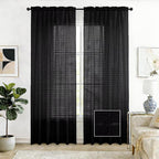 SpaceDresser Check Sheer Curtains 84 Inches Long by SpaceDresser