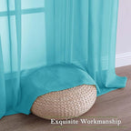 Turquoise Sheer Curtains 108 Inches Long 2 Pcs, Rustic Farmhouse Dual Rod - Image 7