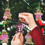Gingerbread Man Ornaments Christmas Tree Decorations - 12pcs Pink Gingerbread Man Christmas Decorations Hanging Ornaments for Holiday Xmas Tree Home Decor
