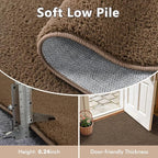2x10 Beige Brown Solid Runner Rug Washable Non-Slip - Image 5