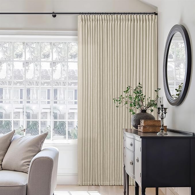 90 Inch Beige Flax Linen Curtains Pinch Pleated 2 Panels Set | Memory Training - Image 6