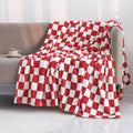 LOMAO Throw Blankets Flannel Blanket with Checkerboard Grid Pattern Soft Throw Blanket for Couch, Bed, Sofa Luxurious Warm and Cozy for All Seasons (Red, 50"x60")
