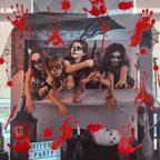 6 Pieces Bloody Handprint Window Clings – Horror PVC Stickers with Blood Splatter, Handprints, and Footprints for Scary Halloween Party Decorations, Haunted House, and Spooky Indoor Outdoor Décor
