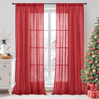 BGment Red Linen Curtains for Living Room 84 Inch Length by BGment