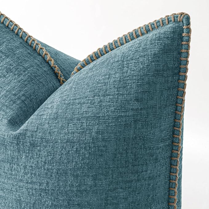 MIULEE Decorative Couch Throw Pillow Covers 18x18 Inch Smoke Blue 2 Pack | - Image 2
