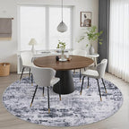 Round Area Rug Living Room: 8 ft Modern Washable Carpet Grey | - Image 3