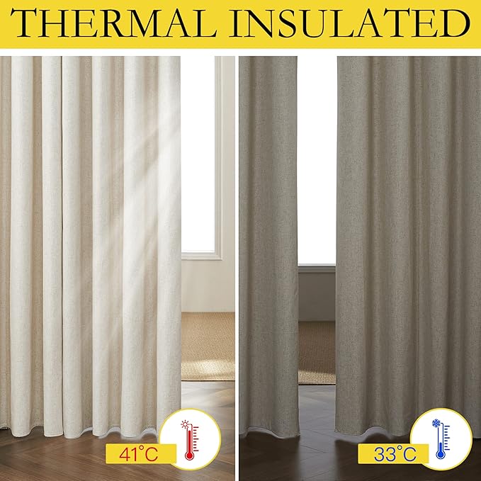 NICETOWN Extra Long Natural Linen 100% Blackout Curtains 120 inches Length 2 - Image 5