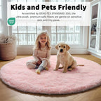 Light Pink Round Area Rugs 5ft for Bedroom Living Room, Fluffy Circle Rug for - Image 4