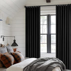 Black Pleat Linen Blackout 102 Inch Curtains - Image 8