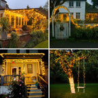 JMEXSUSS 2 Pack Solar String Lights Outdoor Waterproof - Total 400 LED 151FT Solar Christmas Lights Outdoor, 8 Modes Warm White String Light for Outside Patio Yard Tree Garden Christmas Decorations