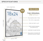 MCS Original Poster Frame 18x24 Black Lightweight Vertical & Horizontal Wall Hanging Large Picture Frame for Posters, Art Prints & Gallery Wall (6-Pack)
