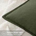 MIULEE Decorative Linen Pillow Covers 20x20 Inch Dark Olive Green | Boho - Image 2