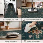 Dark Green Oushak 5x8 Living Room Rug - Image 5