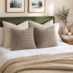 MIULEE Corduroy Decorative Throw Pillow Covers 12x12 Light Brown Pack of 2 | - Image 5