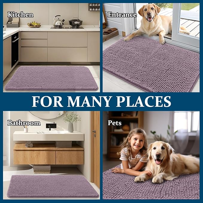 OLANLY Dog Door Mat for Muddy Paws 54x32, Super Absorbent Chenille Mud Mat | - Image 8