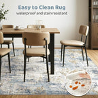 LOONGRUG 4x6 Area Rug Machine Washable Neutral Modern Abstract Rugs Blue | Soft - Image 6
