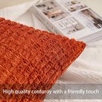Aegero Corduroy Decorative Throw Pillow Covers 14x36 Inch Soft Striped Pillow - Image 2