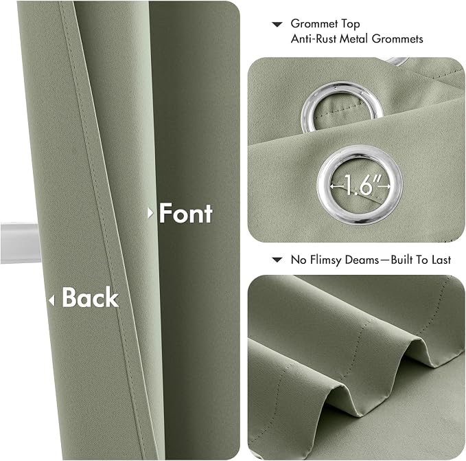 MIULEE Blackout Curtains for Bedroom 2 Panels 40 x 80 Inch Long Sage Green | - Image 4
