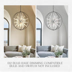 31.5" Black Chrome 16-Light Globe Sputnik Chandelier Modern Adjustable Hanging Ceiling Glass Tube Pendant Light Fixture for Entryway Foyer Stairway Dining Living Room Hallway
