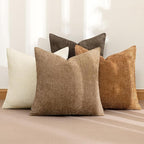 MIULEE Soft Decorative Chenille Fall Pillow Covers Brown 20x20 Pack of 4 | - Image 2