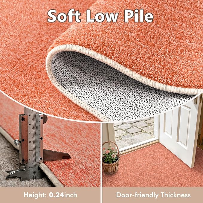 3x5 Orange/White Area Rug Washable Non-Slip Soft Thin - Image 5