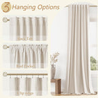 100% Blackout Linen Curtains 105 Inch Length 2 Panels Set - Image 6