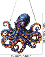 SENQAO Octopus Diamond Art Hanging Kit for Adult, Special Shaped Rhinestone, Double Sided DIY Acrylic Diamond Art Painting Window Pendants Home Garden Wall Hanging Kits Hanging Ornament