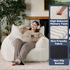 Oversized Bean Bag Chair for Adults, Giant Comfy Plush Boneless Bean Bag Couch with Filler for Kids - Reading Chair for Living Room, Bedroom & Dorm, Single Accent Chair Floor Lounger, Beige