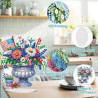 Diamond Painting Kits for Adults Beginners, 5D Full Drill Flowers Crystal Art Desktop Ornament, DIY Single Sided Home Office Desk Decor, Creative Craft Gift Set with Tools
