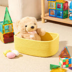 Small Storage Baskets for Organizing | Closet Organizer Bins | Shelf Toy Basket | Woven Rope Baskets | Cube Decorative Box | Shallow Basket | 11.5x7.5x4.7” | 4 Packs Yellow