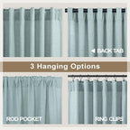 Seafoam Curtains 38 Inch Width for Kitchen 2 Panel Back Tab Rod Pocket Semi - Image 5