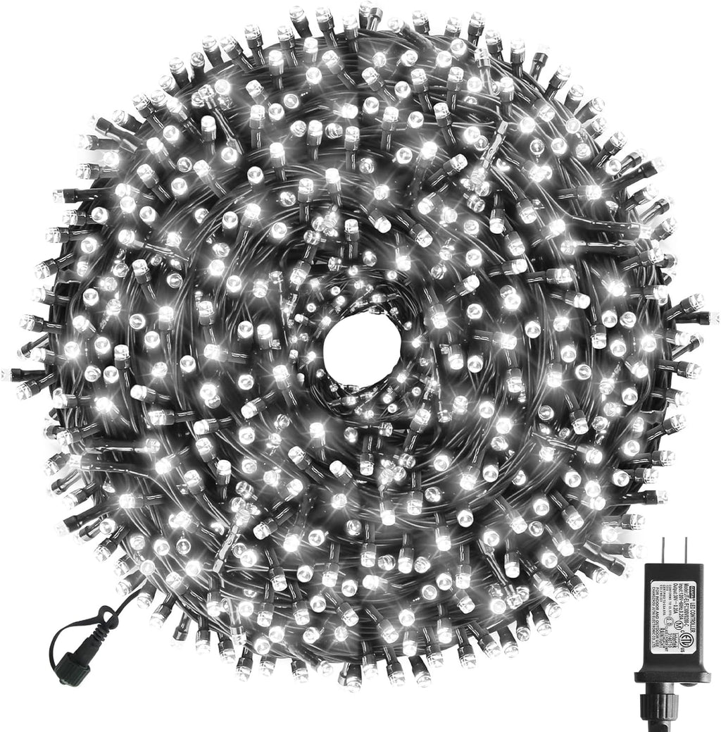 XTF2015 170FT 500 LED Christmas String Lights, Christmas Lights End-to-End Plug 8 Modes - UL Certified - Outdoor Indoor Fairy Lights for Christmas Tree, Garden, Party, Wedding, Holiday (Cool White)