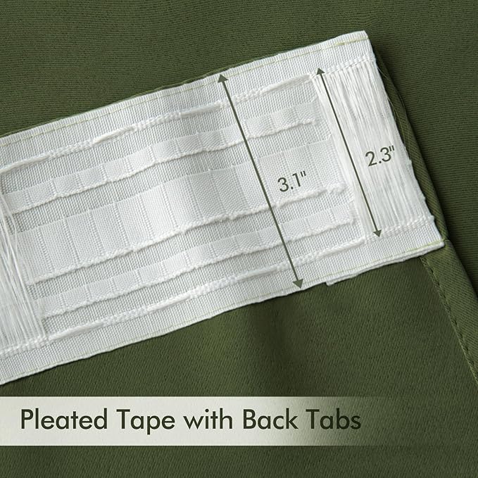 MIULEE Olive Green Back Tab Blackout Curtains 52x108 Inch Long 2 Panels Set | - Image 4