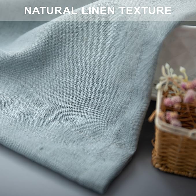 Aqua Curtains 84 Inch Length for Living Room Pair Set Back Tab Pocket Linen - Image 7