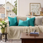 GIGIZAZA Teal Pillow Covers 12x20 Decorative Pillows Pack of 2 | Lumbar Blue - Image 2
