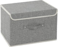 Storage Boxes, Collapsible Storage Bins with Lids, Cotton and linen cloth Storage Baskets with Handle, for Books, Closet, Bedroom, Home, 15x9.8x9.8 in, Grey