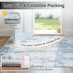 5x7 Washable Area Rug for Living Room Bedroom: Non-Slip Modern Blue Grey | - Image 7