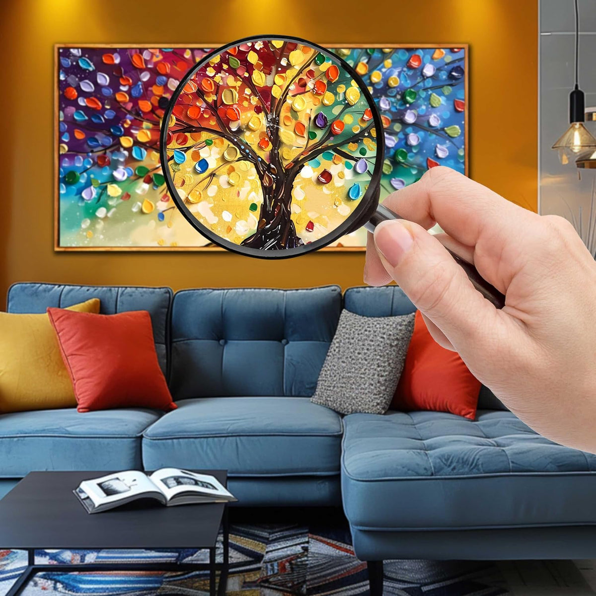 ZHAOSHOP Tree Pictures Wall Decor - Colorful Abstract Wall Art for Living Room - Large Picture Frames for Wall Ready to Hang Size 29" x 59"